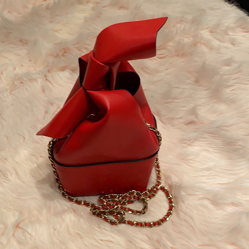 Zara Origami Bow Red Faux Leather Purse